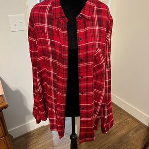 Women’s Lucky Brand Red Button-Up Shirt Size XL